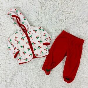 Baby works Holiday Baby fleece comfy, mistletoe Christmas Hoodie and Pants Set
